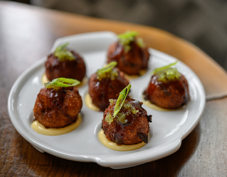 Octopus Takoyaki served at Patina 250 in downtown Buffalo, NY