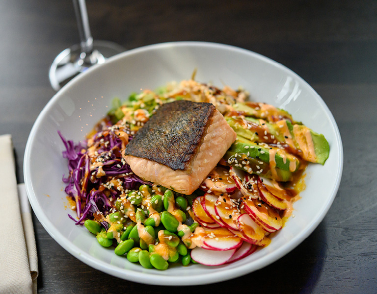 Salmon Poke Bowl served at Patina 250 in downtown Buffalo, NY